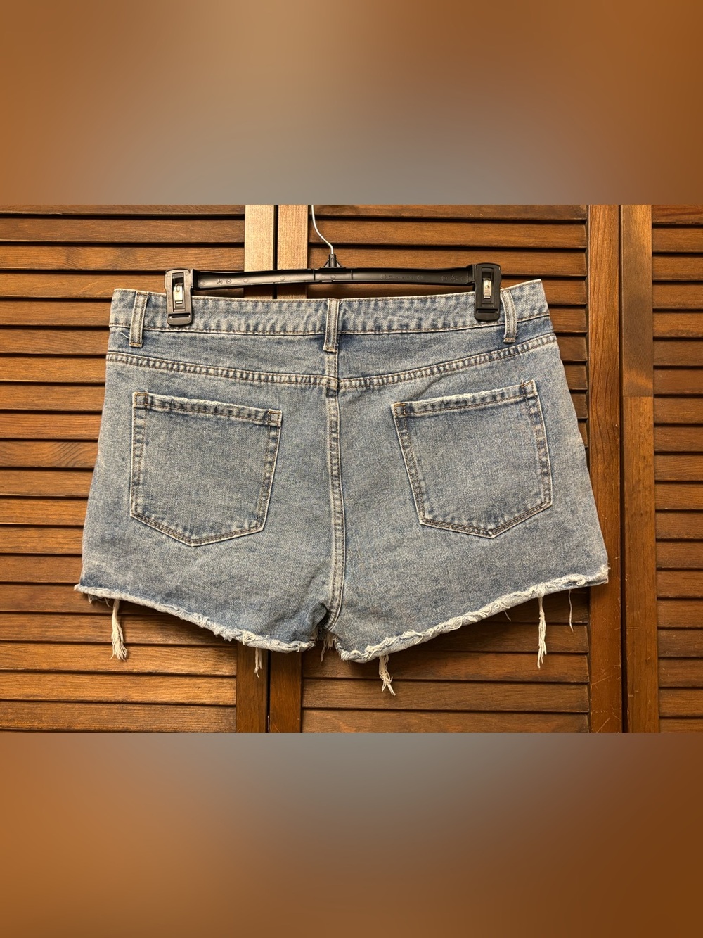Sexy Distressed Blue Jean - Denim Short Shorts with Crossover Waist - Picture 2 of 11